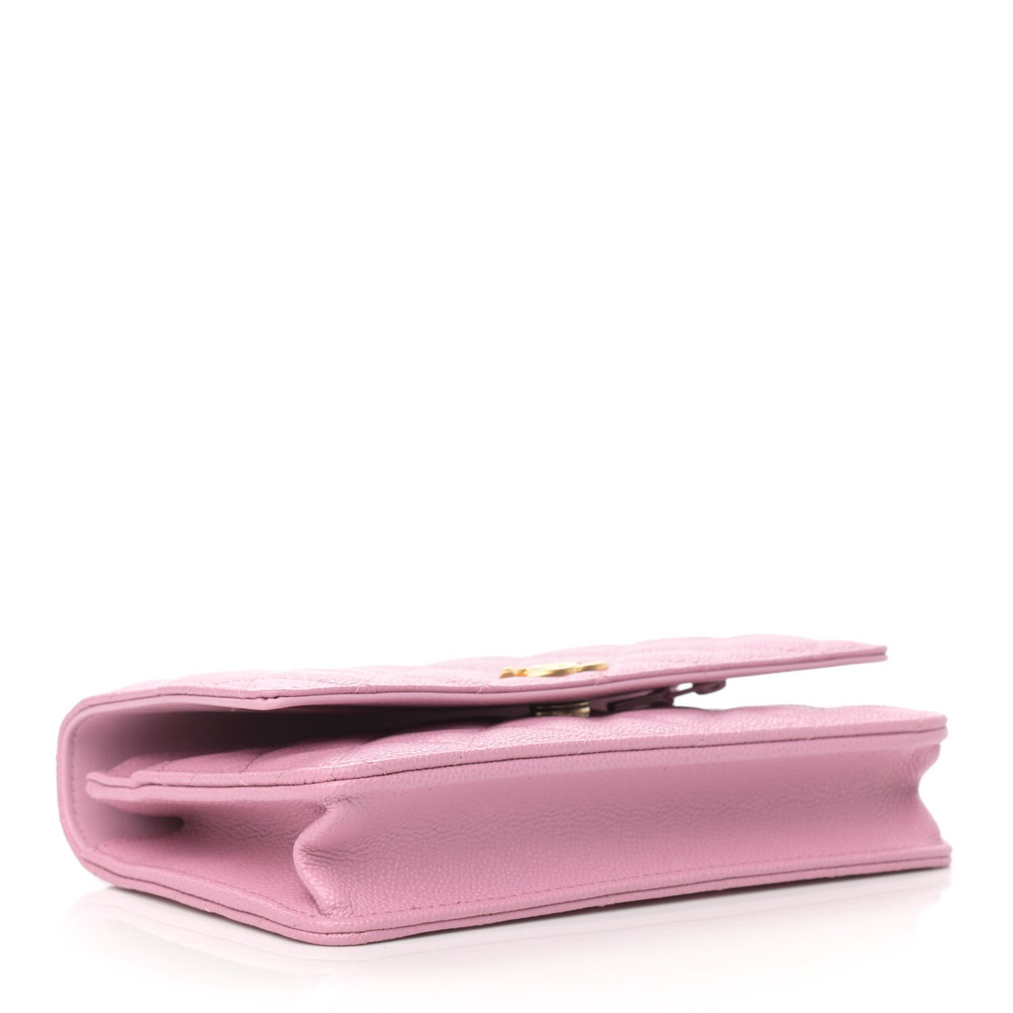 Shiny Caviar Quilted Pick Me Up Wallet On Chain WOC Pink