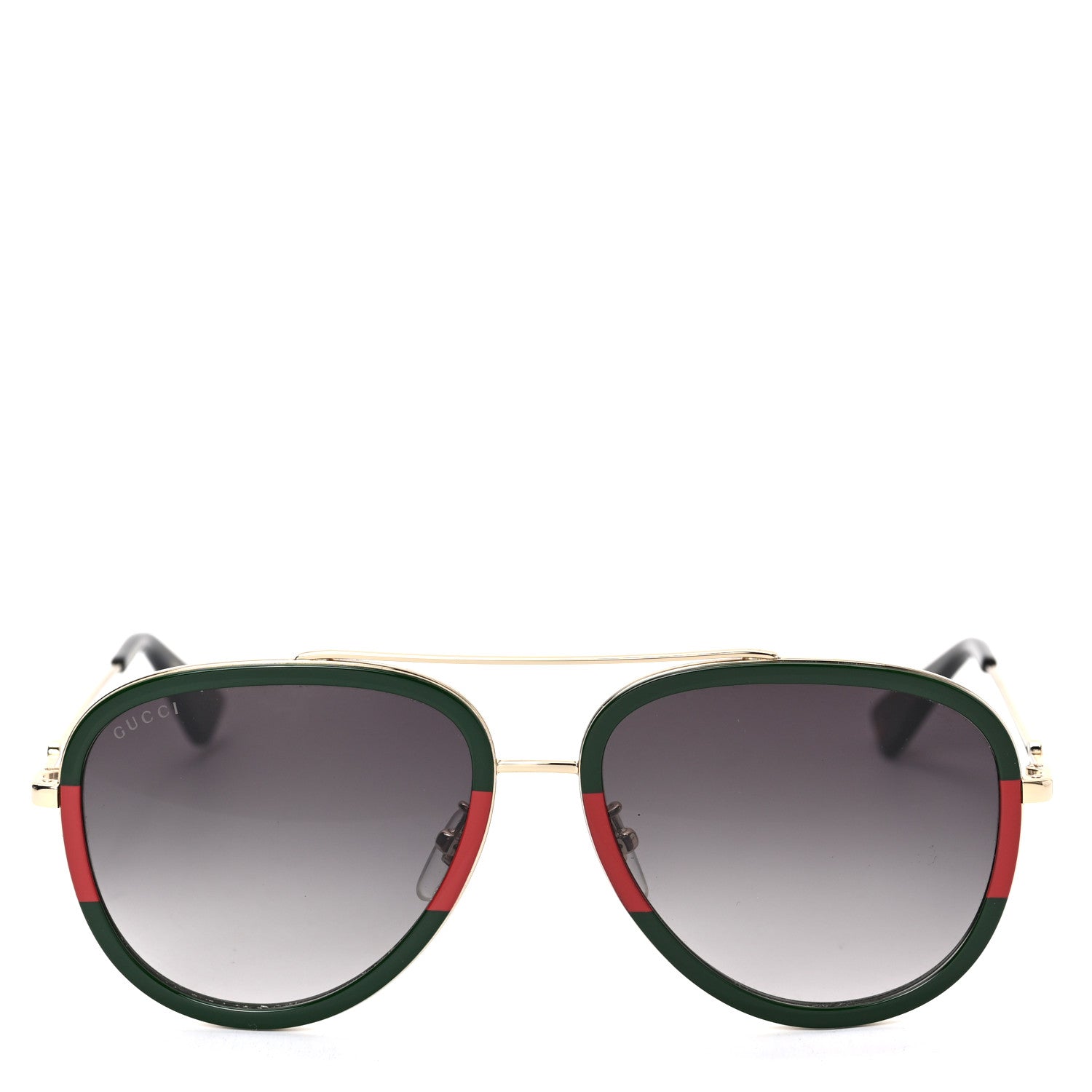 Gucci Metal Web Aviator Sunglasses GG0062S Green Red 2 of 7