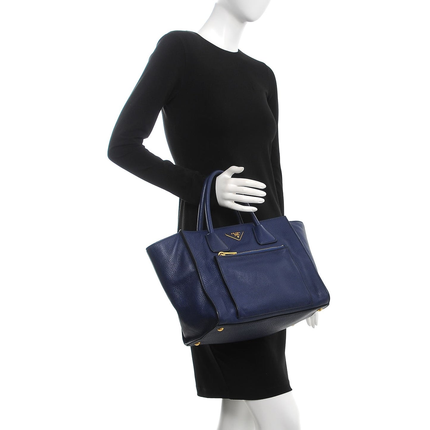 Vitello Daino Shopping Tote Blue
