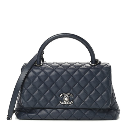 Chanel Caviar Quilted Small Coco Handle Flap Navy 1 of 10