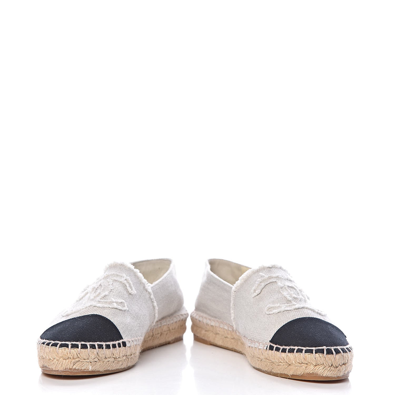 Chanel Linen CC Espadrilles 37 Beige Black 5 of 12