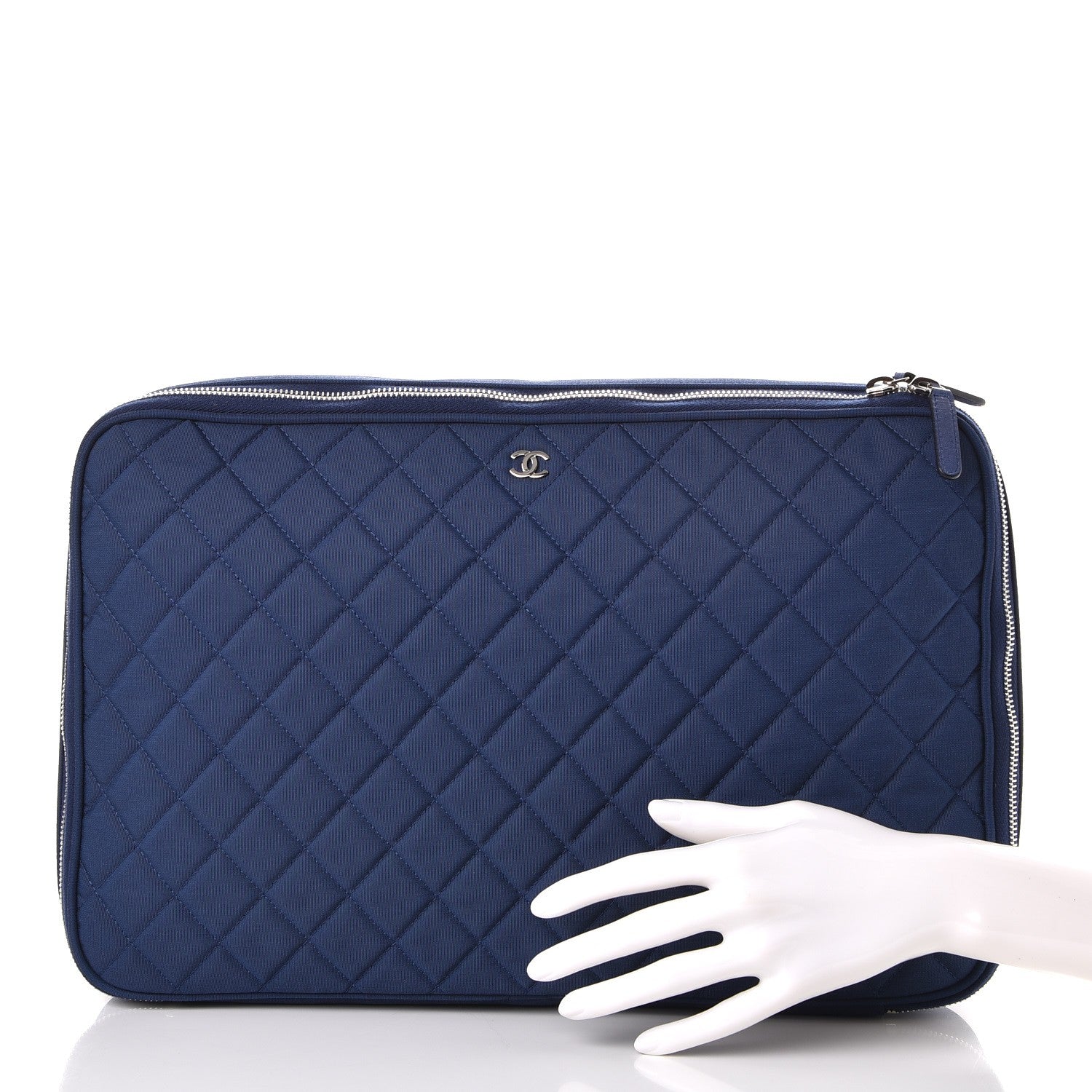 Chanel Nylon Quilted Laptop Case Blue 2 of 8