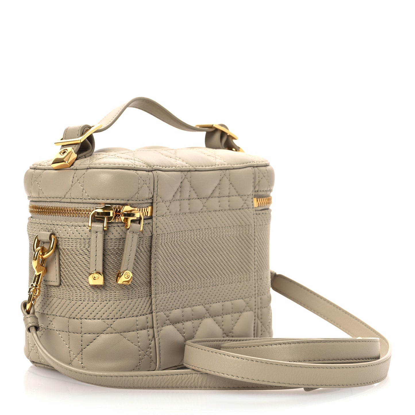 Lambskin Cannage Small Diortravel Vanity Case Light Beige