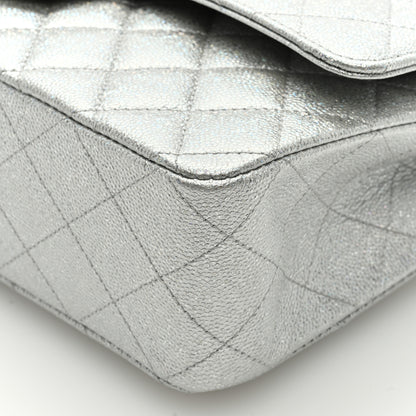 Chanel Glittered Metallic Caviar Quilted Medium Double Flap Silver 8 of 8