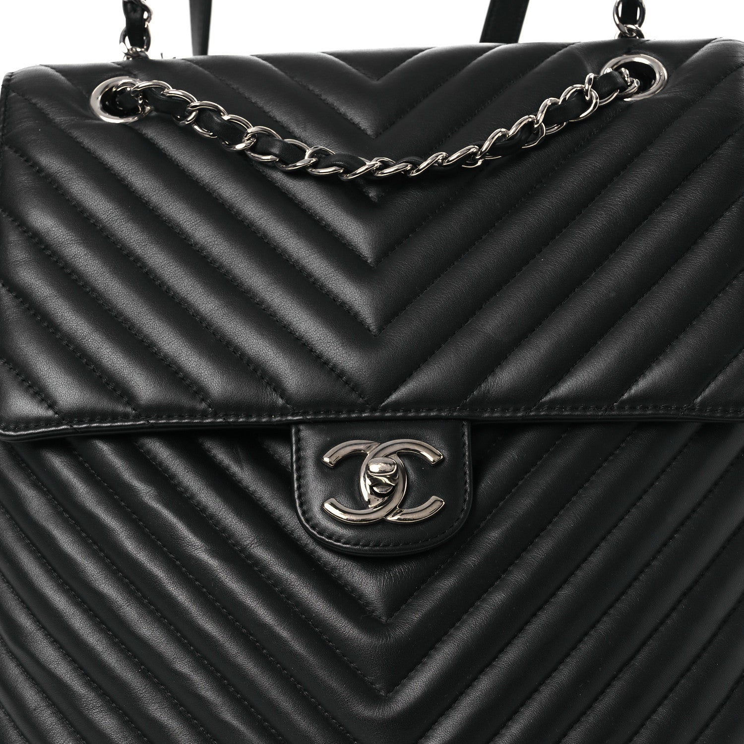 Chanel Calfskin Chevron Quilted Large Urban Spirit Backpack Black 8 of 11