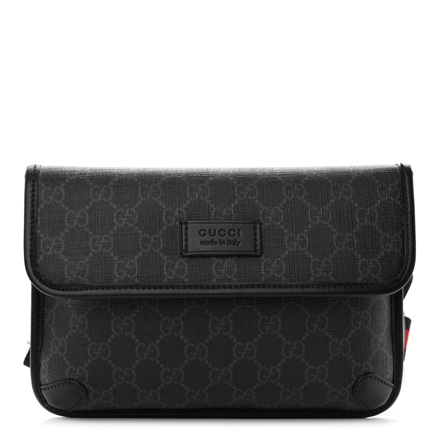 GG Supreme Monogram Web Slim Belt Bag Black Grey