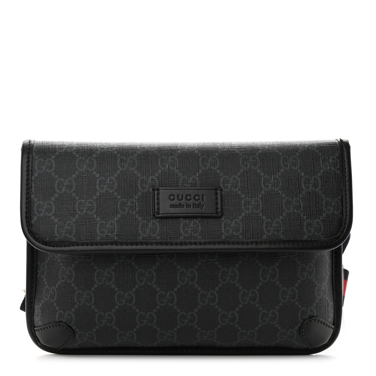 Gucci GG Supreme Monogram Web Slim Belt Bag Black Grey 1 of 19