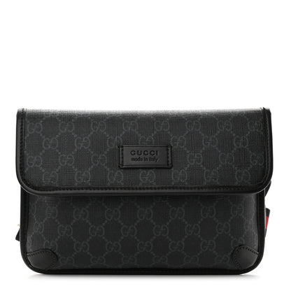 Gucci GG Supreme Monogram Web Slim Belt Bag Black Grey 1 of 19