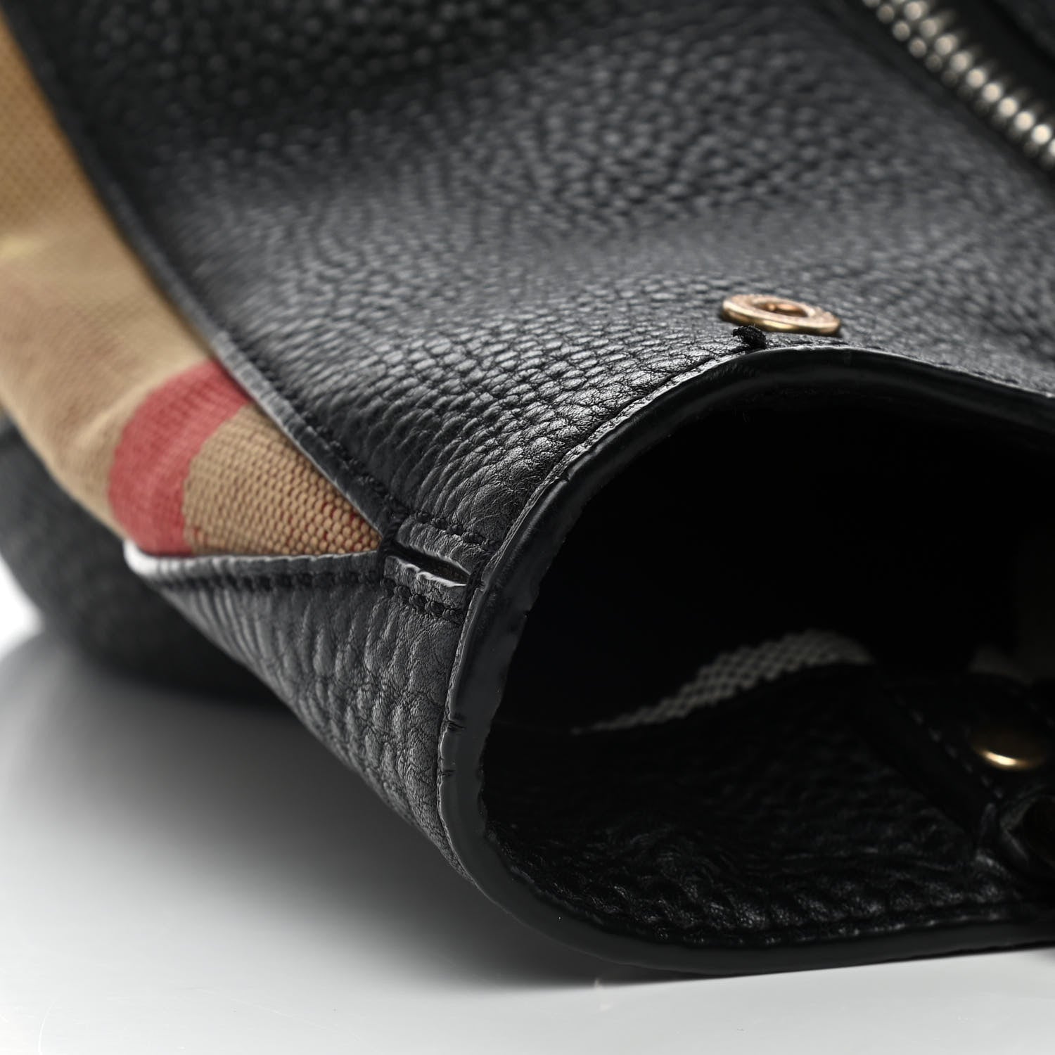 Burberry Grainy Calfskin House Check Medium Maidstone Black 12 of 18