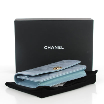 Chanel Iridescent Calfskin Quilted Boy Wallet On Chain WOC Light Blue 4 of 8
