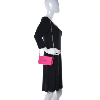 Balenciaga Pebbled Calfskin Everyday Continental Wallet on Chain Acid Pink 2 of 15