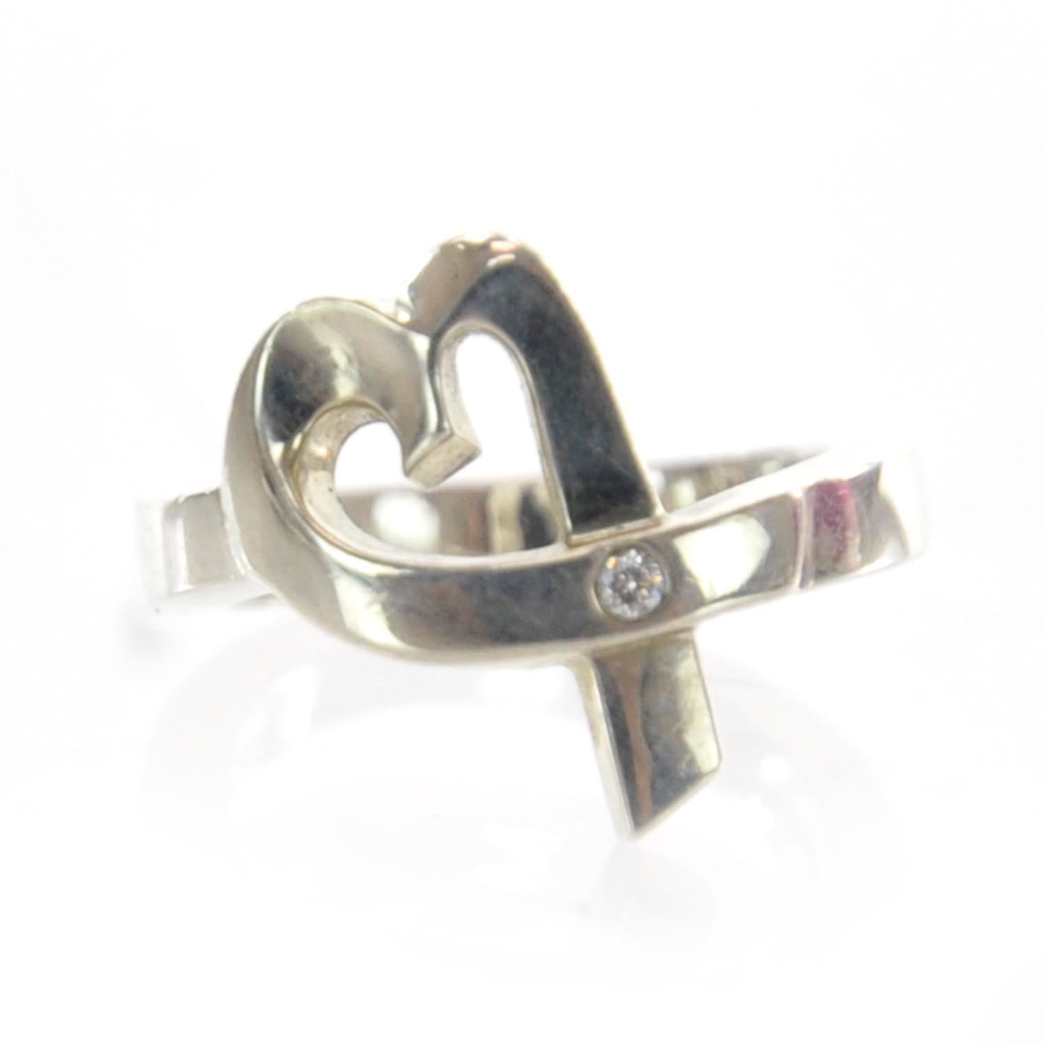 Tiffany Sterling Silver Paloma Picasso Diamond Loving Heart Ring 5 2 of 7