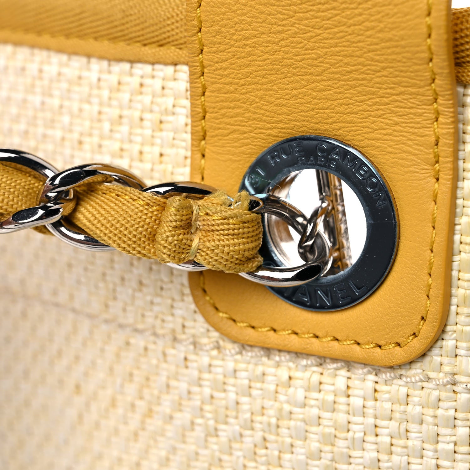 Chanel Woven Straw Raffia Medium Deauville Tote Yellow 14 of 15