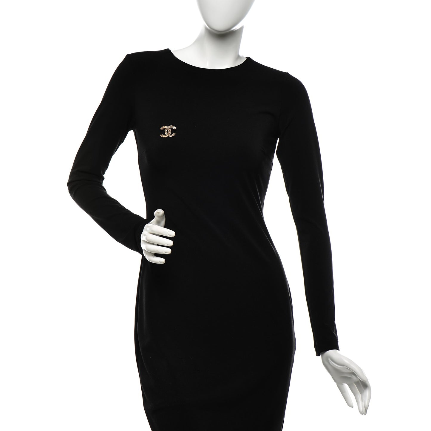 Baguette Crystal CC Brooch Gold Beige