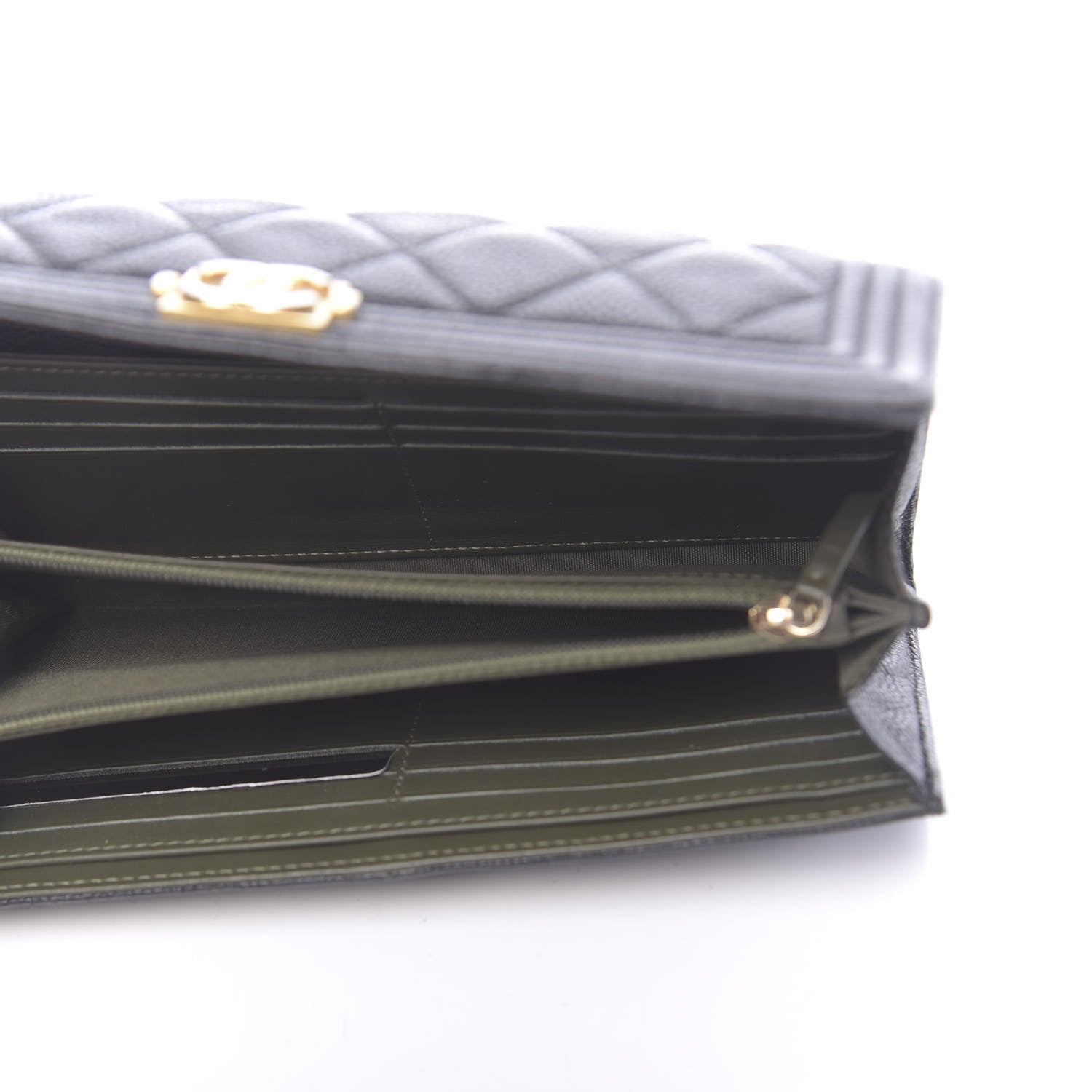 Chanel Caviar Quilted Large Boy Gusset Flap Wallet Black 5 of 12