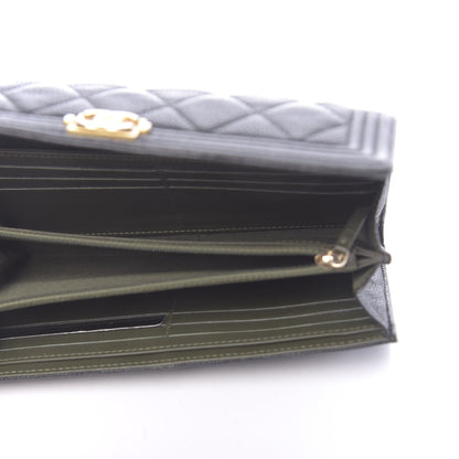 Chanel Caviar Quilted Large Boy Gusset Flap Wallet Black 5 of 12