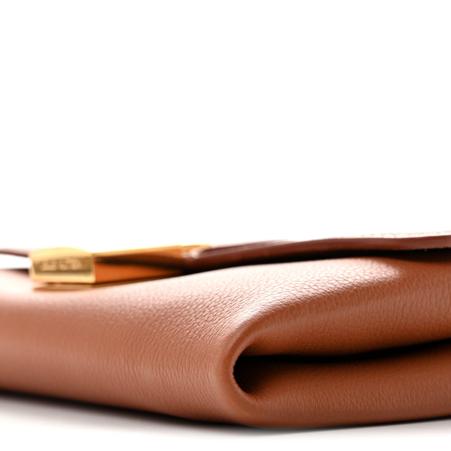 Grained Calfskin Low Key Wallet On Chain Cognac