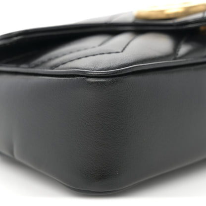 Gucci Calfskin Matelasse Super Mini GG Marmont Shoulder Bag Black 23 of 37