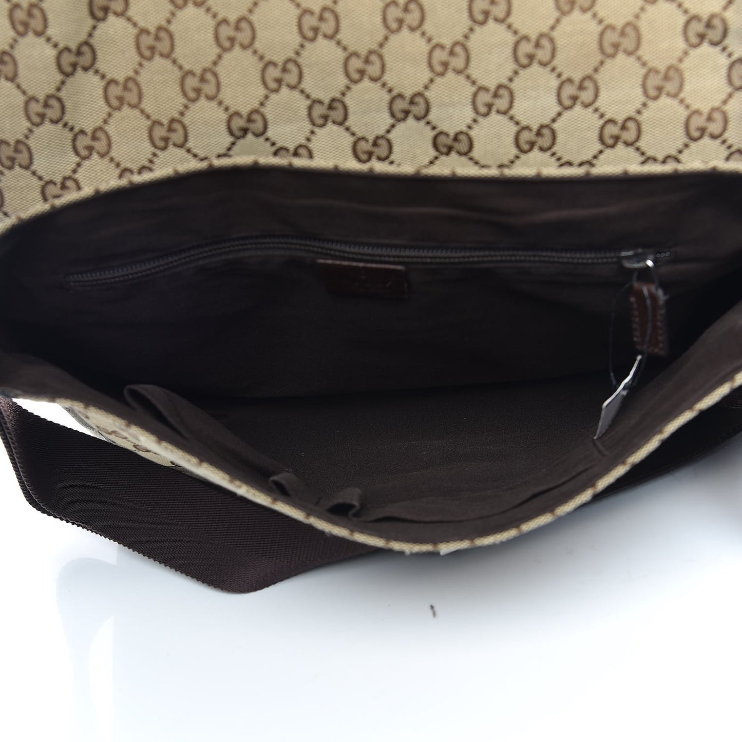 Monogram Small Flap Messenger Bag Beige Dark Brown