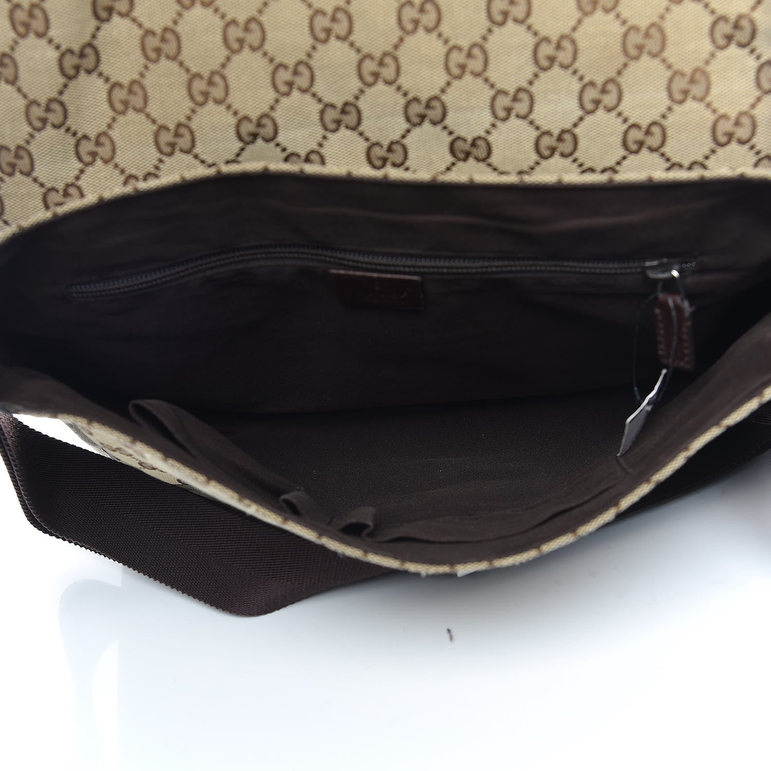Gucci Monogram Small Flap Messenger Bag Beige Dark Brown 7 of 12