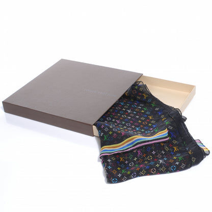 Louis Vuitton Silk Monogram Multicolor Square Scarf Black 7 of 7