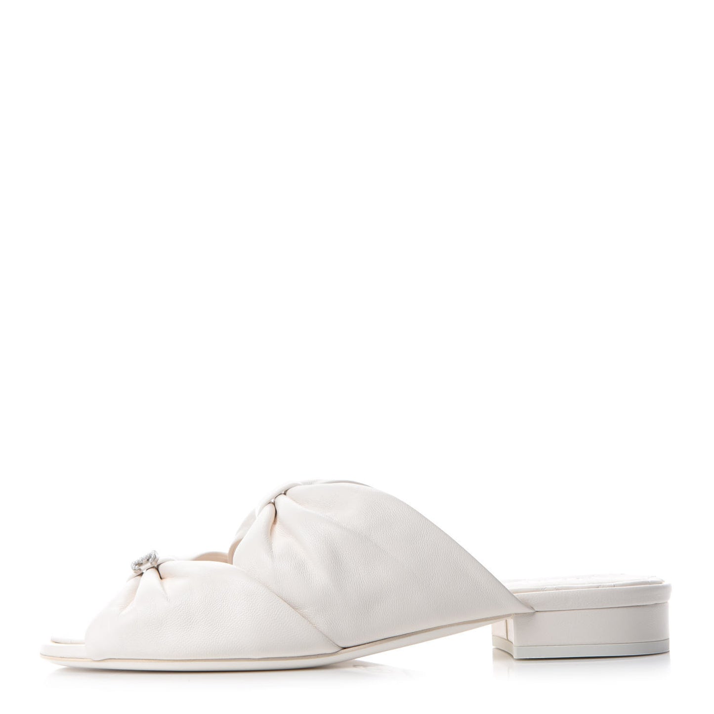 Lambskin Pearl Bow CC Flat Sandals 36.5 White