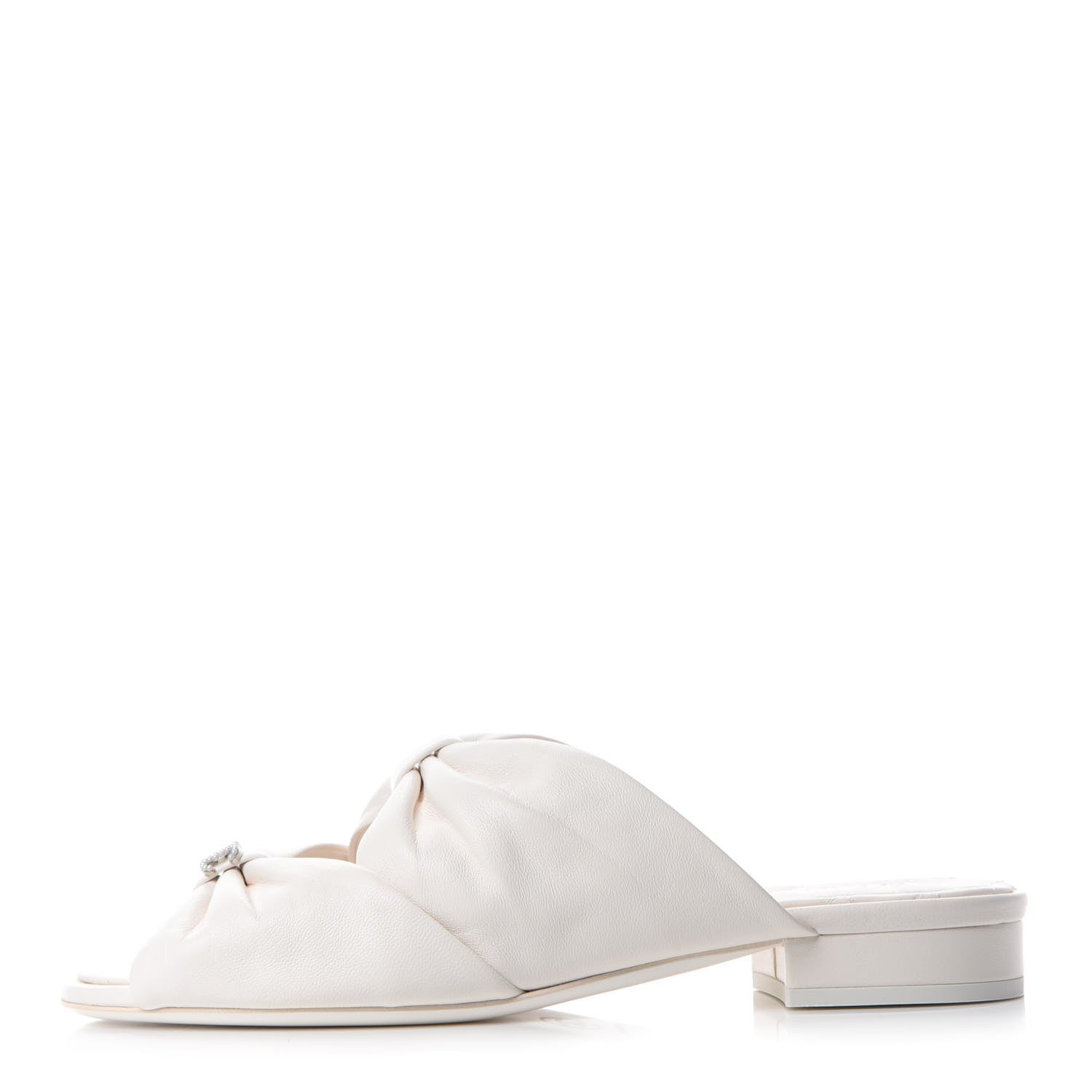 Chanel Lambskin Pearl Bow CC Flat Sandals 36.5 White 1 of 9