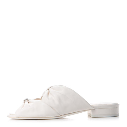 Chanel Lambskin Pearl Bow CC Flat Sandals 36.5 White 1 of 9