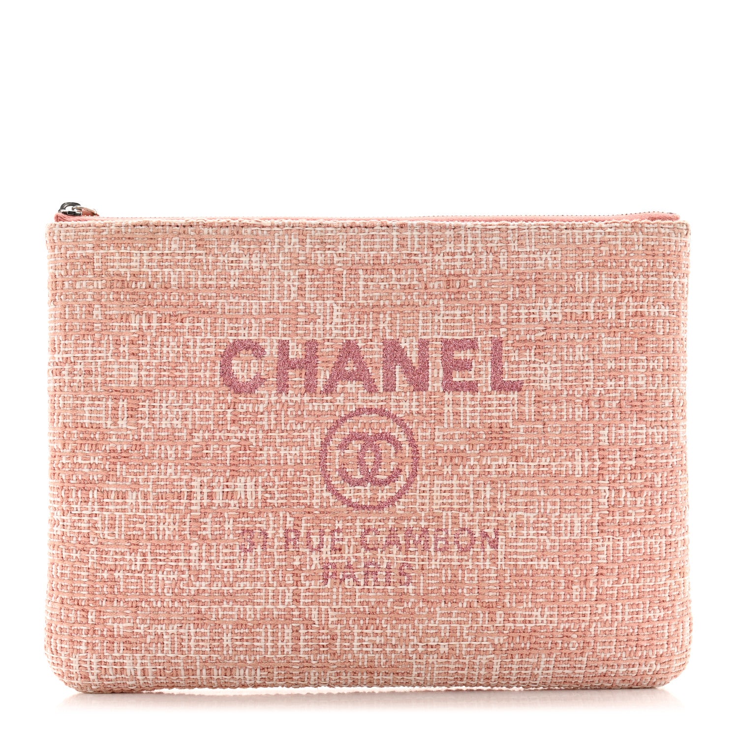 Chanel Canvas Medium Deauville Pouch Pink 1 of 9
