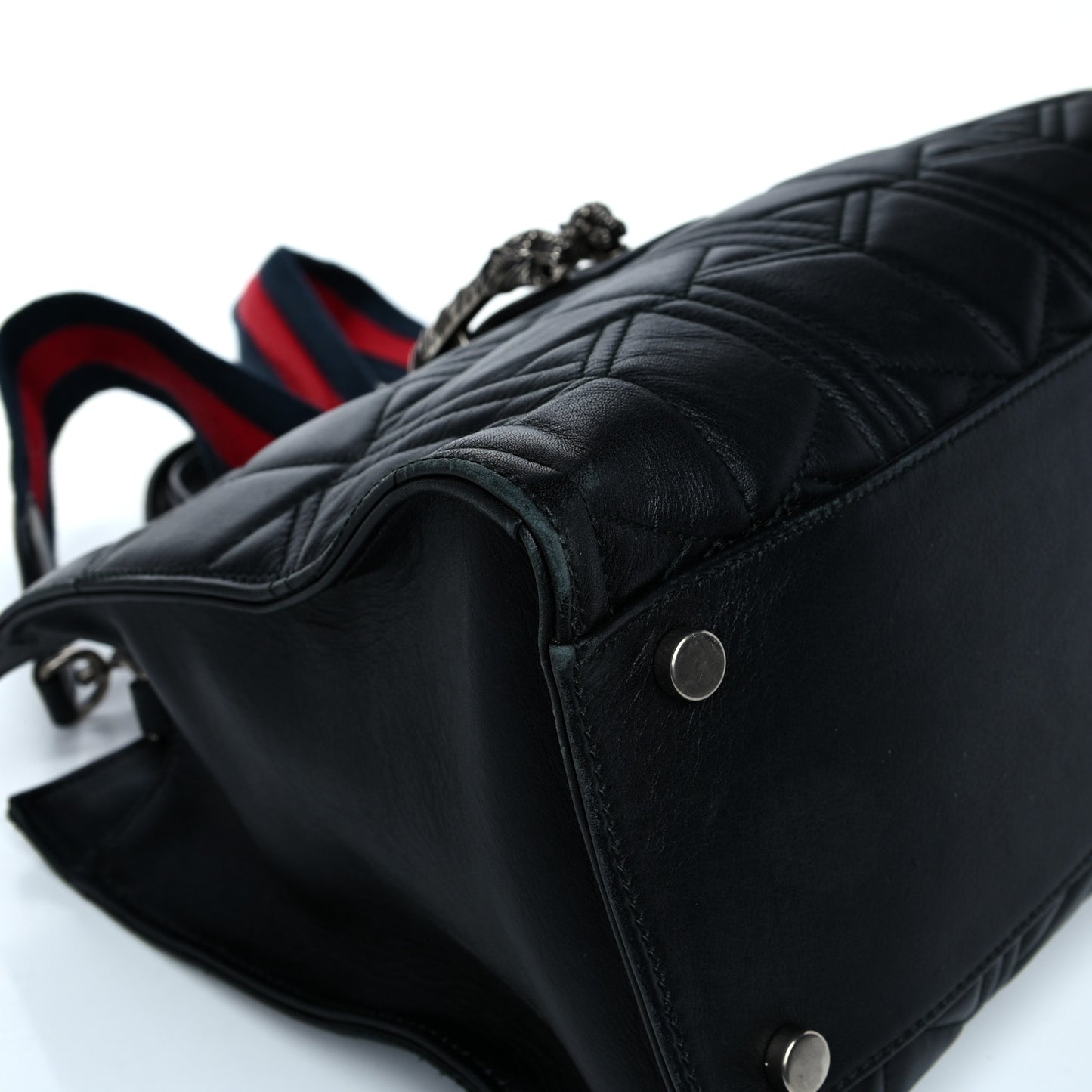 Calfskin Web Quilted Large Dionysus Tote Bag Black