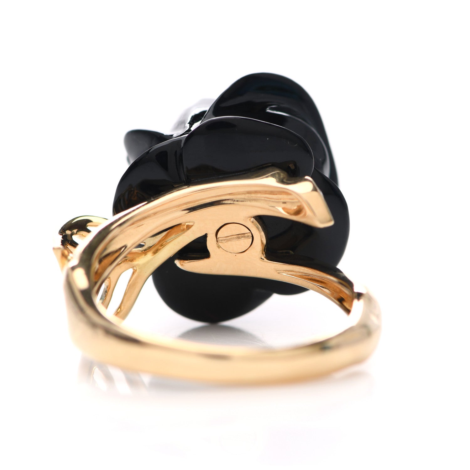 Christian Dior 18K Yellow Gold Diamond Black Onyx Dior Pre Catelan Ring 57 8 6 of 8