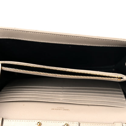 Saint Laurent Grain De Poudre Matelasse Chevron Monogram Chain Wallet Dark Beige 5 of 17