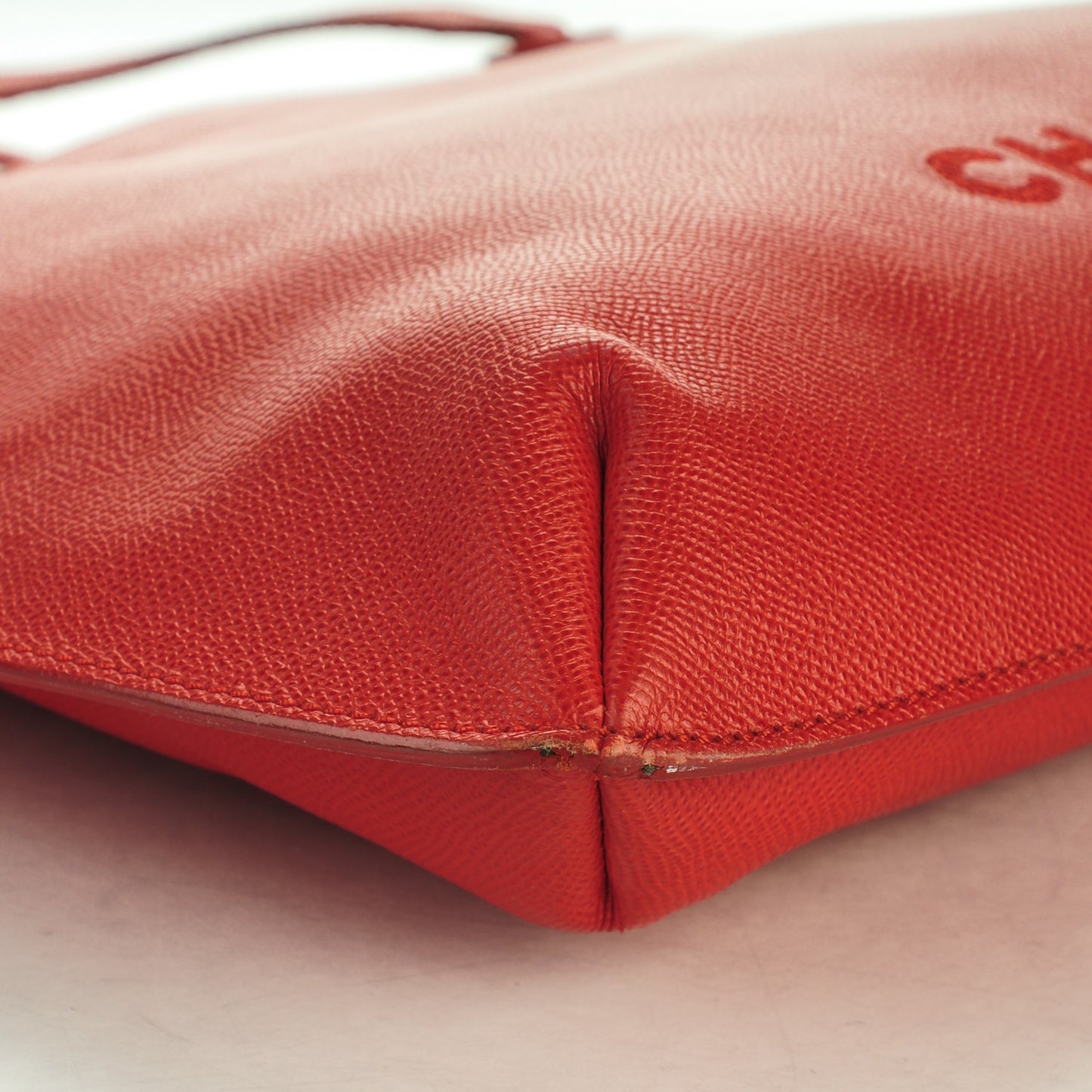 Grained Calfskin Shopping Tote Red