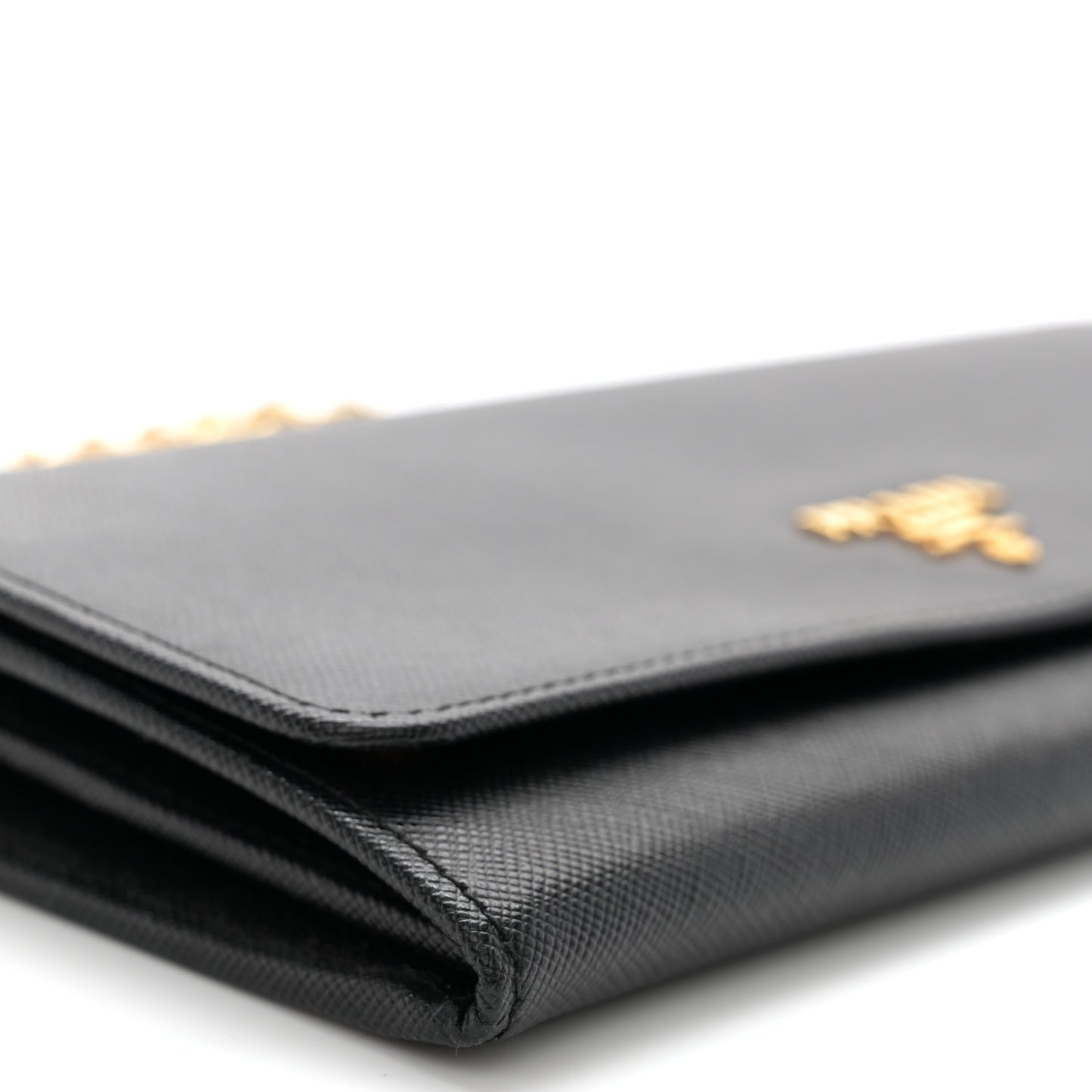 Saffiano Metal Oro Chain Wallet Black