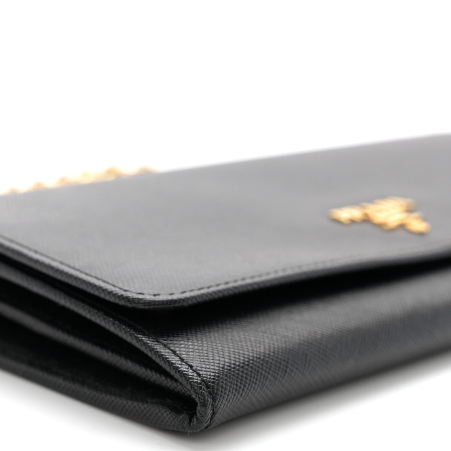 Prada Saffiano Metal Oro Chain Wallet Black 8 of 10
