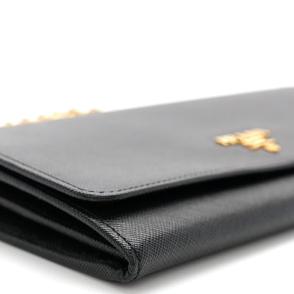 Prada Saffiano Metal Oro Chain Wallet Black 8 of 10
