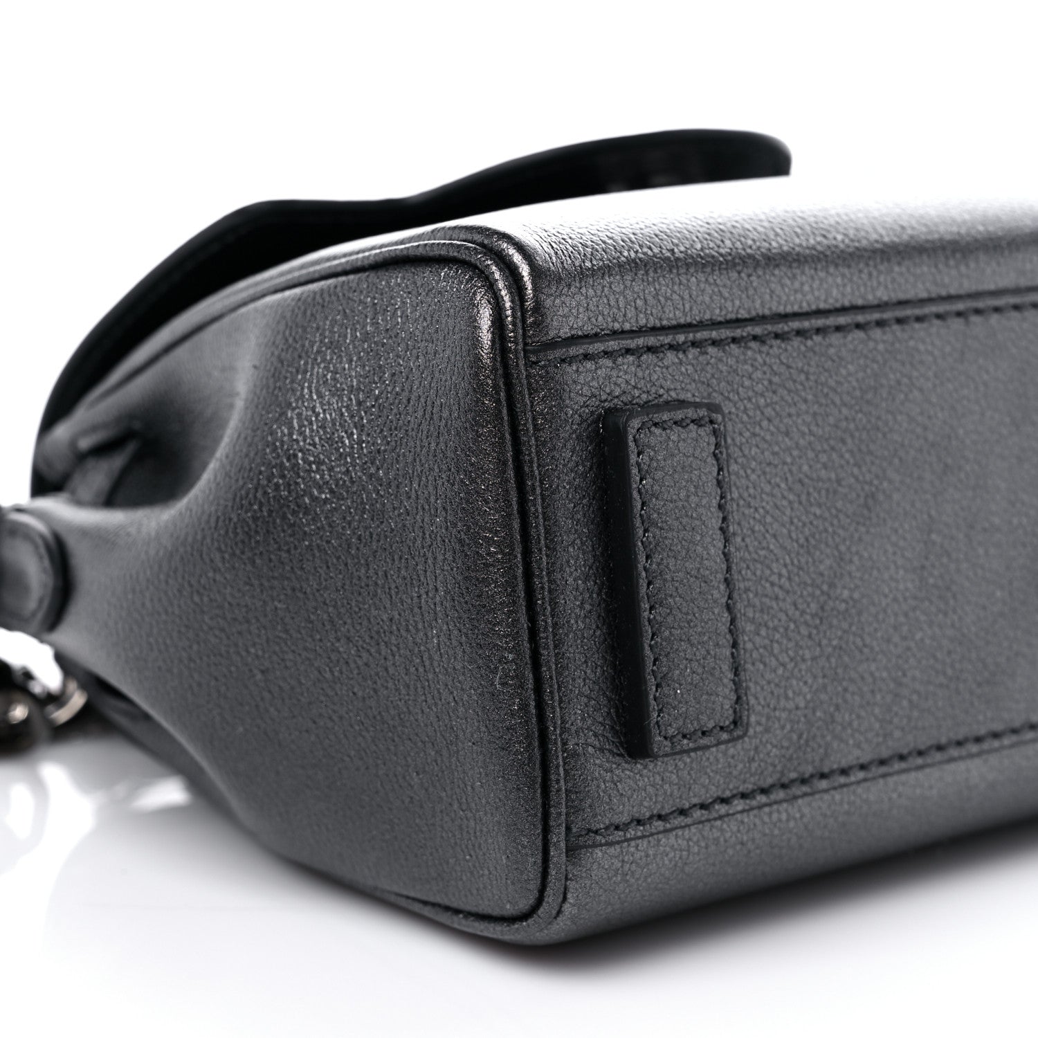 Versace Metallic Grained Calfskin Medusa Small Top Handle Handbag Gunmetal 6 of 8