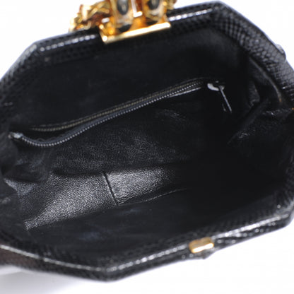 Chanel Lizard Tear Drop Evening Bag Black 5 of 8