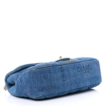 Chanel Denim Quilted Denim Large Mood Flap Blue Multicolor 4 of 13