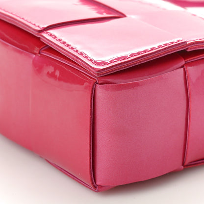 Bottega Veneta Metallic Patent Calfskin Maxi Intrecciato Extra Mini Cassette Crossbody Bag Pink 9 of 10