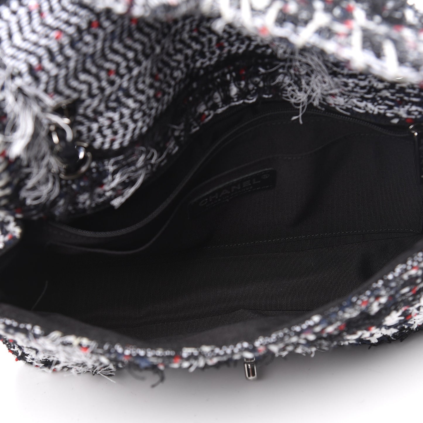 Tweed Pompom Flap Bag Multicolor
