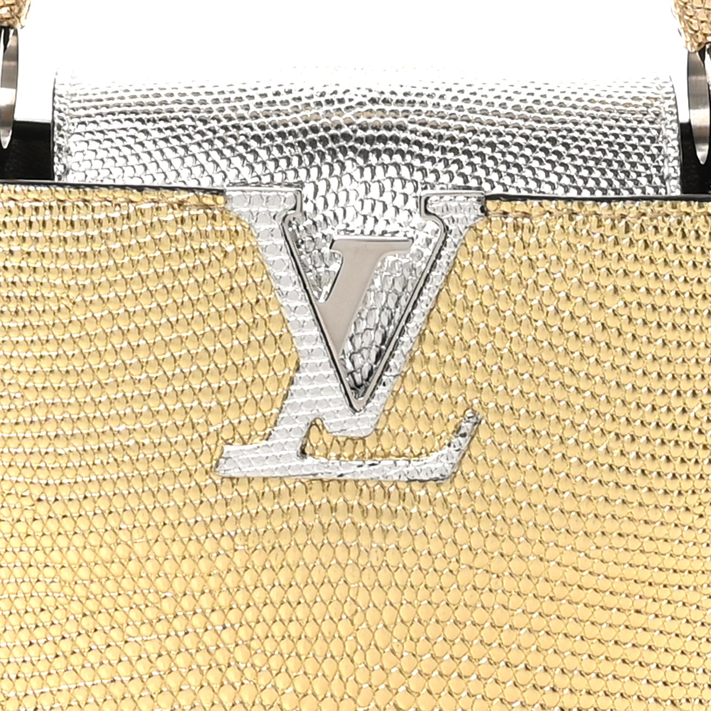 Metallic Lizard Capucines Mini Silver Gold
