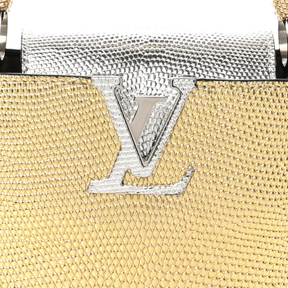 Louis Vuitton Metallic Lizard Capucines Mini Silver Gold 7 of 9
