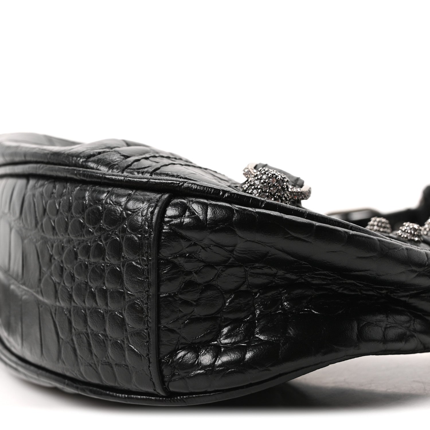 Balenciaga Extra Supple Calfskin Crystal Crocodile Embossed Le Cagole Shoulder Bag XS Black 11 of 11