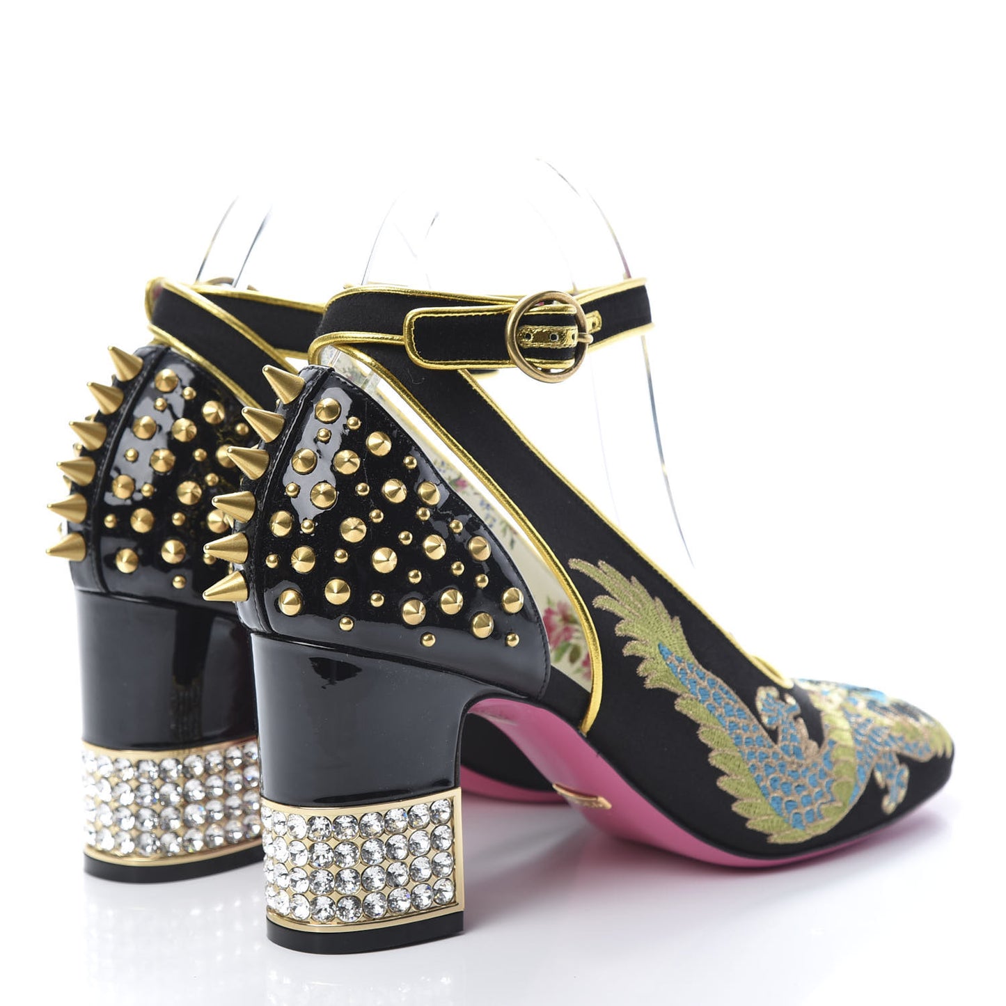 Satin Embroidered Dragon Caspar Pumps 39 Black
