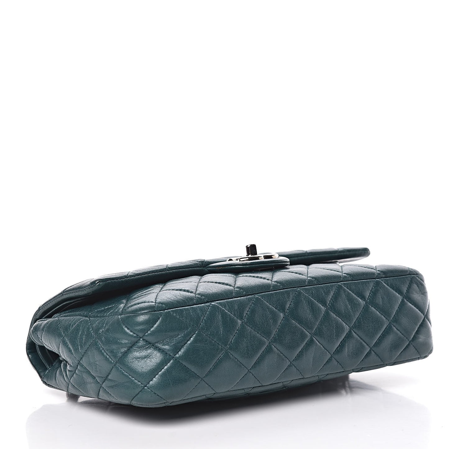 Lambskin Quilted Medium Double Flap Dark Green