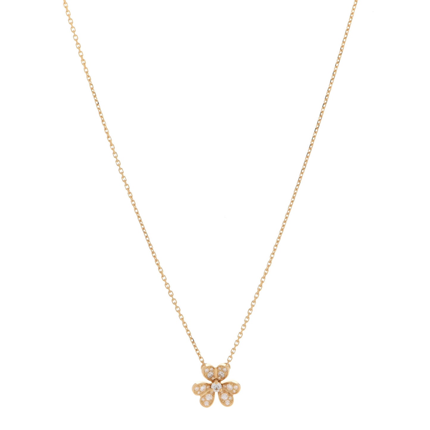 18K Yellow Gold Diamond Mini Frivole Pendant Pave Necklace
