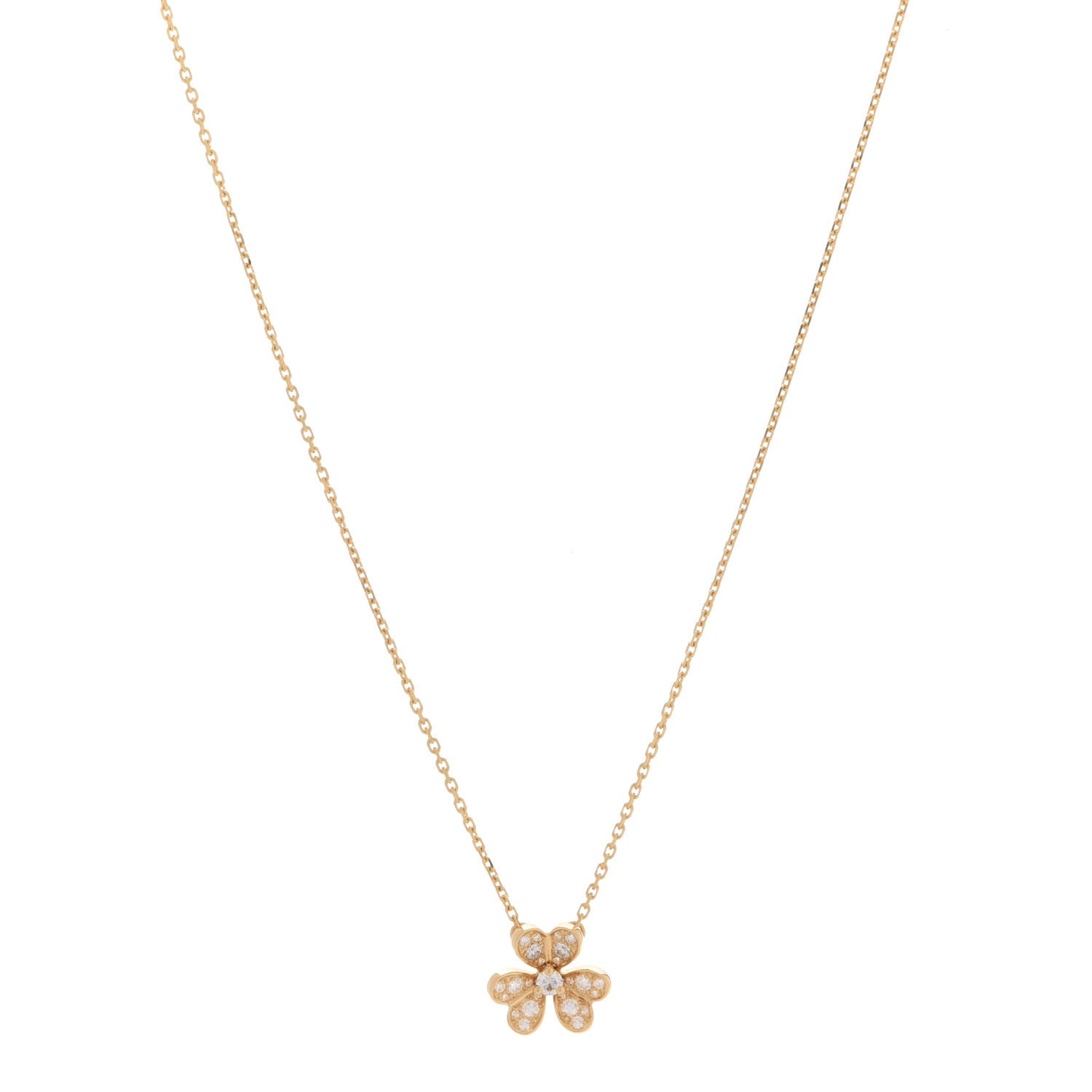 Van Cleef & Arpels 18K Yellow Gold Diamond Mini Frivole Pendant Pave Necklace 1 of 7