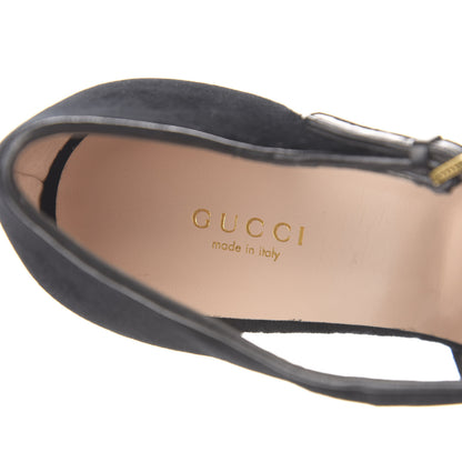 Gucci Velvet Pearl Bee Embellished Sandals 40 Black 7 of 8