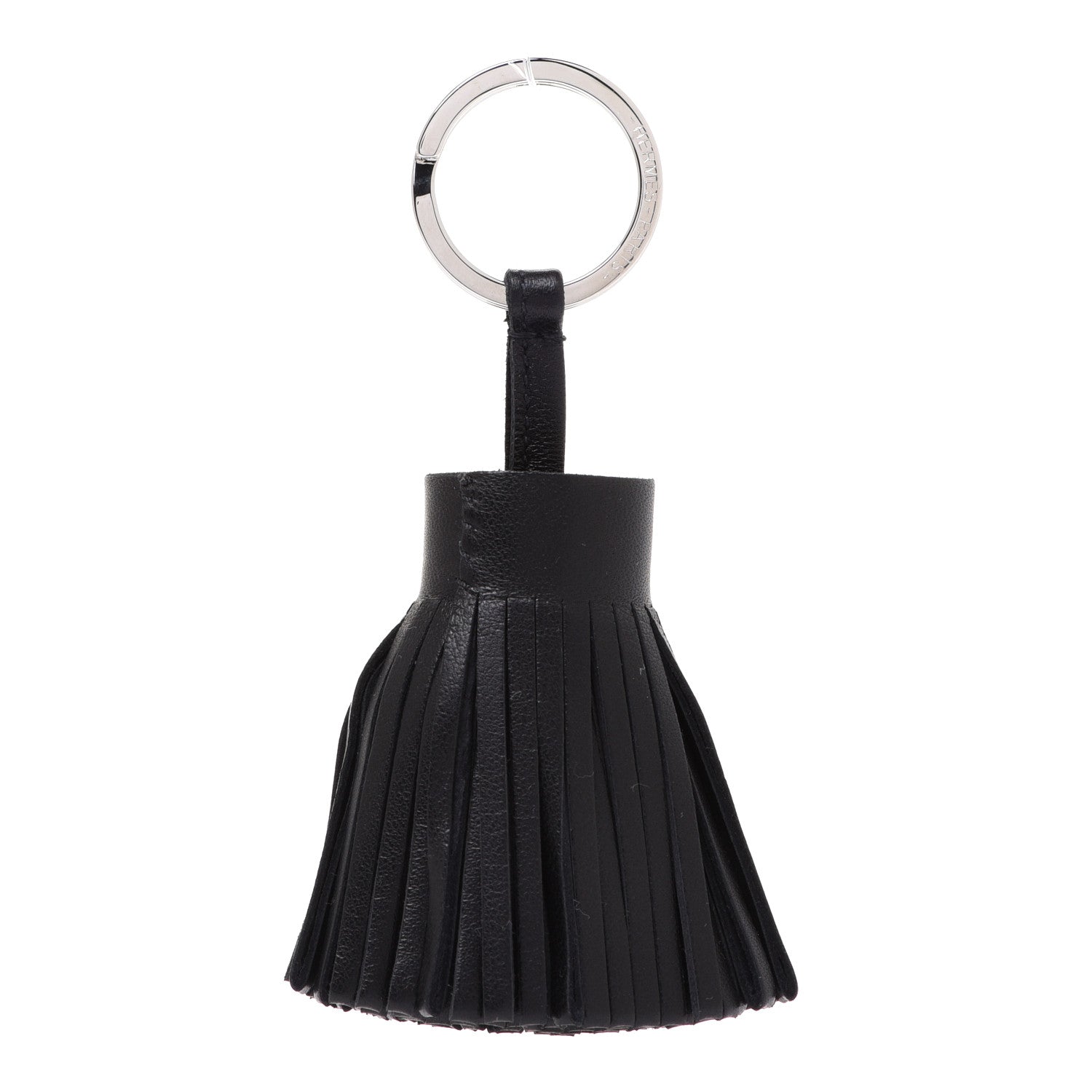 Hermes Lambskin Carmen Tassel Key Holder Black 1 of 4